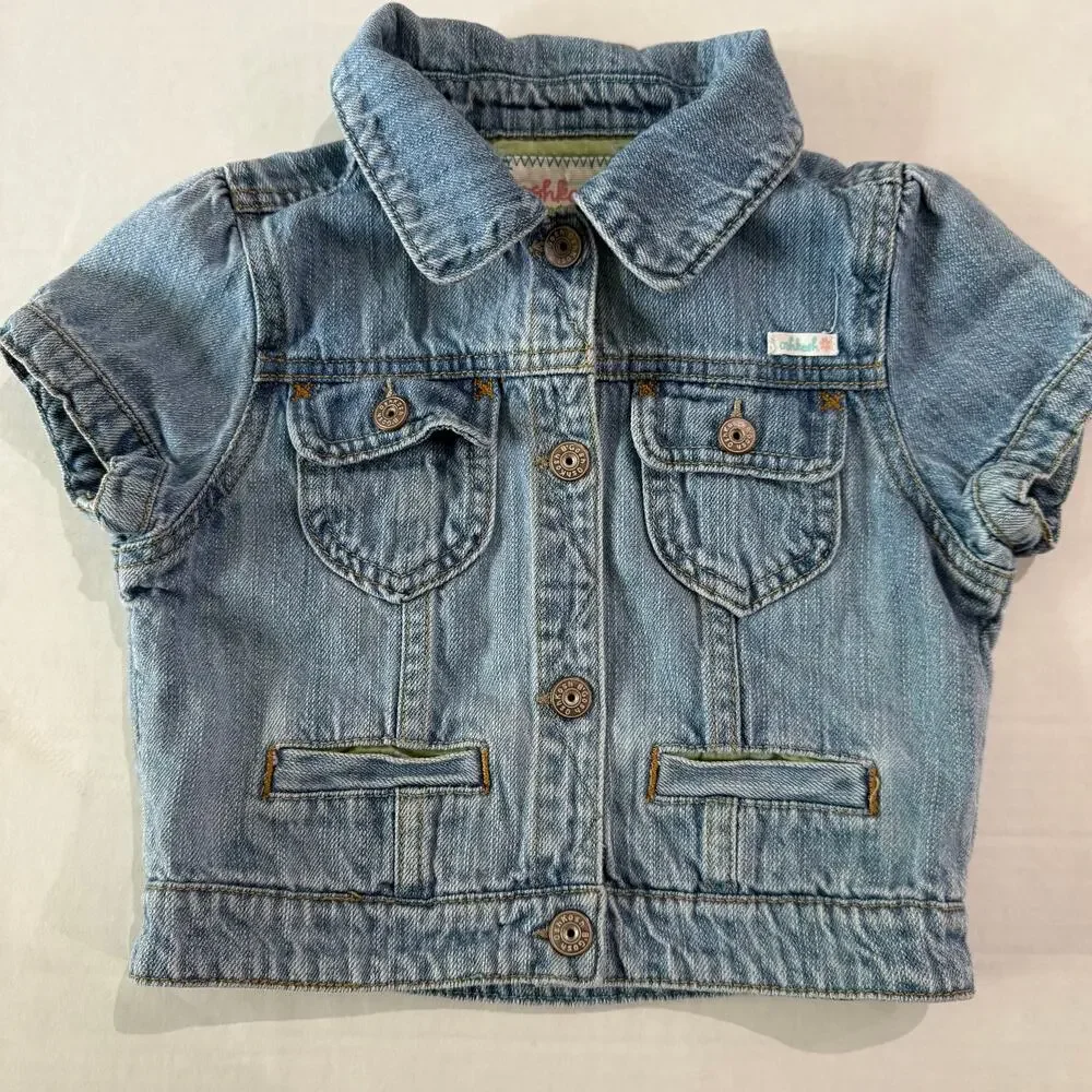 OshKosh B'Gosh Size 5 Short Sleeve Denim Jean Jacket Light Wash Kids